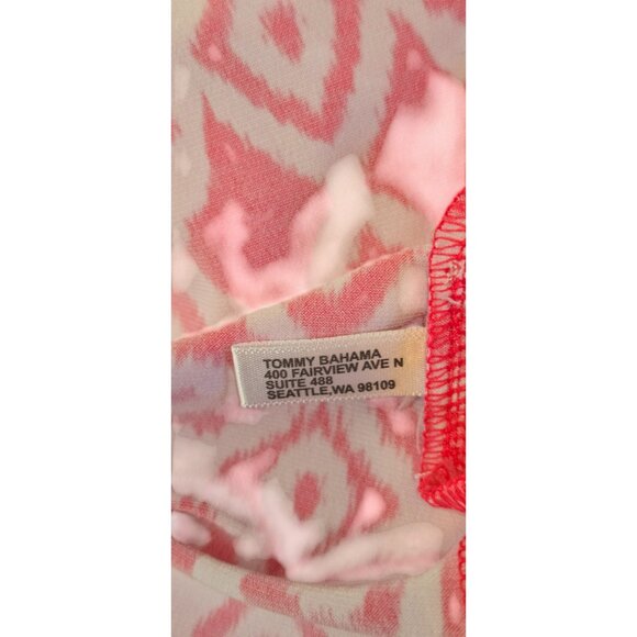 Tommy Bahama Size Medium Dress Cowl Neck Red White Cap Sleeve - Picture 8 of 8